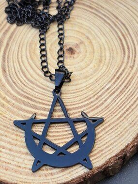 Crescent Star ✦ Geometric Witch Pendant ✦ Gothic Alt Celestial Necklace NWT